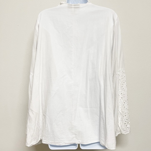 Lane Bryant Womens Plus Size White Long Full Sleeve Eyelet Detail Blouse Size 22 - Picture 3 of 9